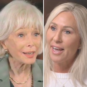 Marjorie Taylor Green and Lesley Stahl
