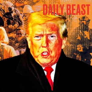 A photo illustration of Donald Trump for the DB Podcast.