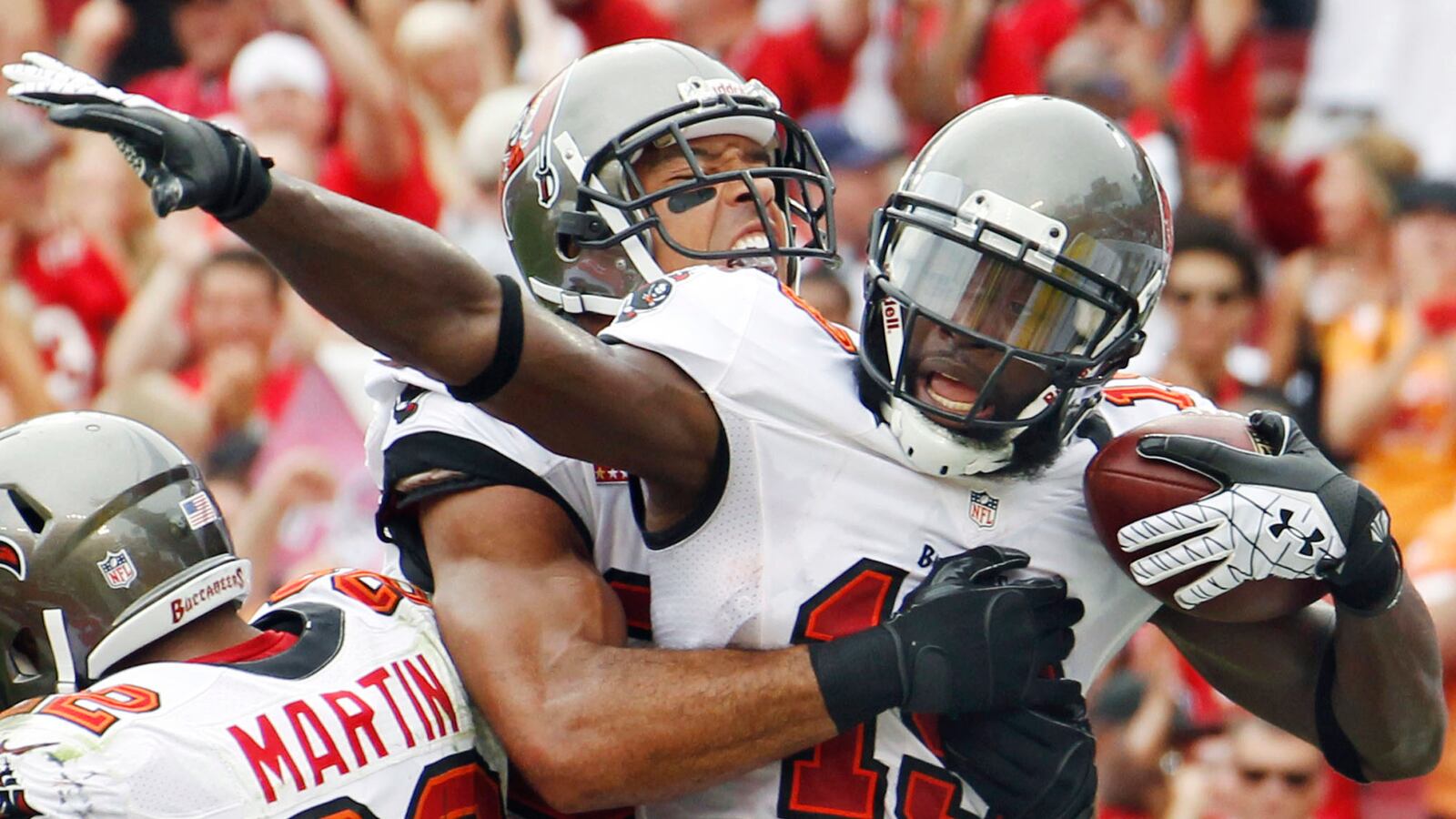 Mike Williams celebrates a touchdown in 2012 with the Tampa Bay Buccaneers.