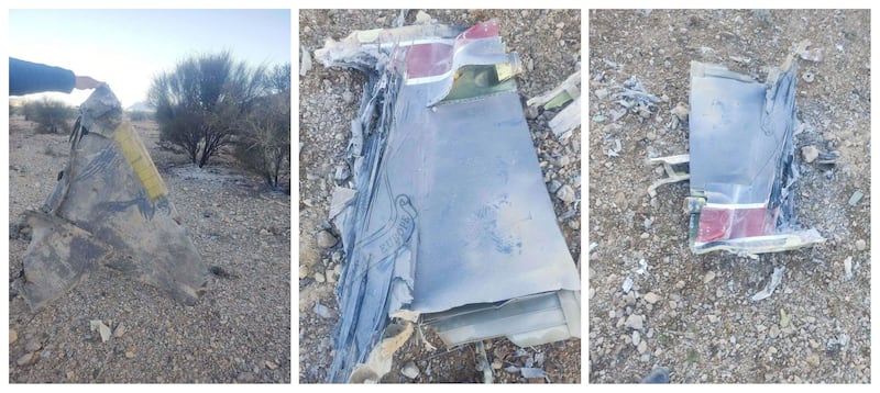 Images distributed by Iranian state media purportedly showing the wreckage of an f-15 fighter jet shot down by Iran