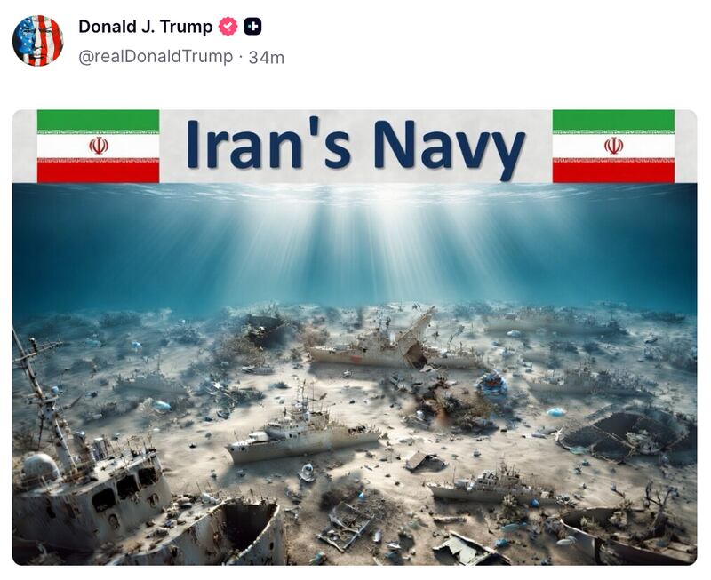 Ai generated image of Iranian Navy at the bottom of the ocean.