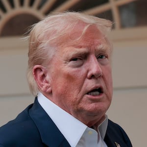 President Donald Trump speaks to reporters near the Rose Garden after returning to the White House on Marine One on July 29, 2025 in Washington, DC.