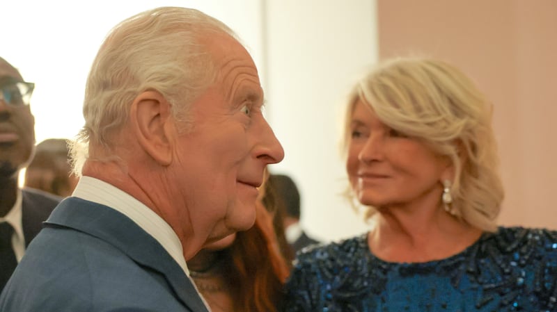 King Charles III (C) attends a cultural reception ith Martha Stewart at Rockefeller Center during a state visit on April 29, 2026 in New York City.