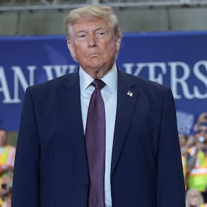 President Donald Trump arrives to deliver remarks during a visit to a Mack Trucks' assembly plant, in Macungie, Pennsylvania on June 23, 2026.