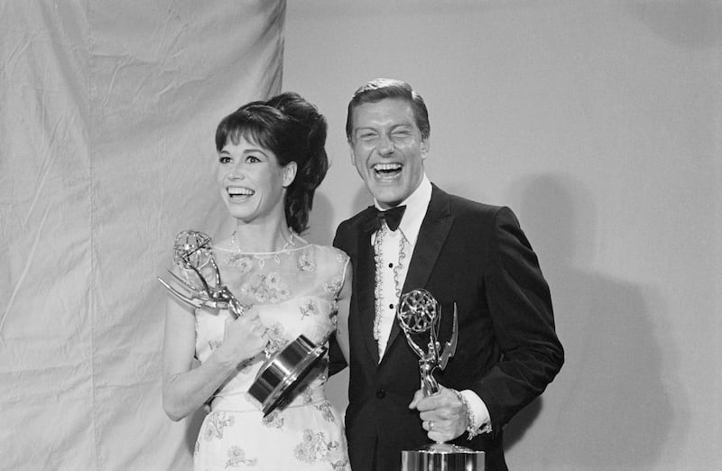 Tops in television's comedy series are Mary Tyler Moore and Dick Van Dyke, both from the cast of the Dick Van Dyke Show. Expressing their joy during the Emmy presentations May 22, it is the 2nd Emmy for Miss Moore and the 3rd for Van Dyke and each won this time for an Outstanding Continued Performance. Their show which goes off the air this season, has won 15 Emmy's in 5 years.