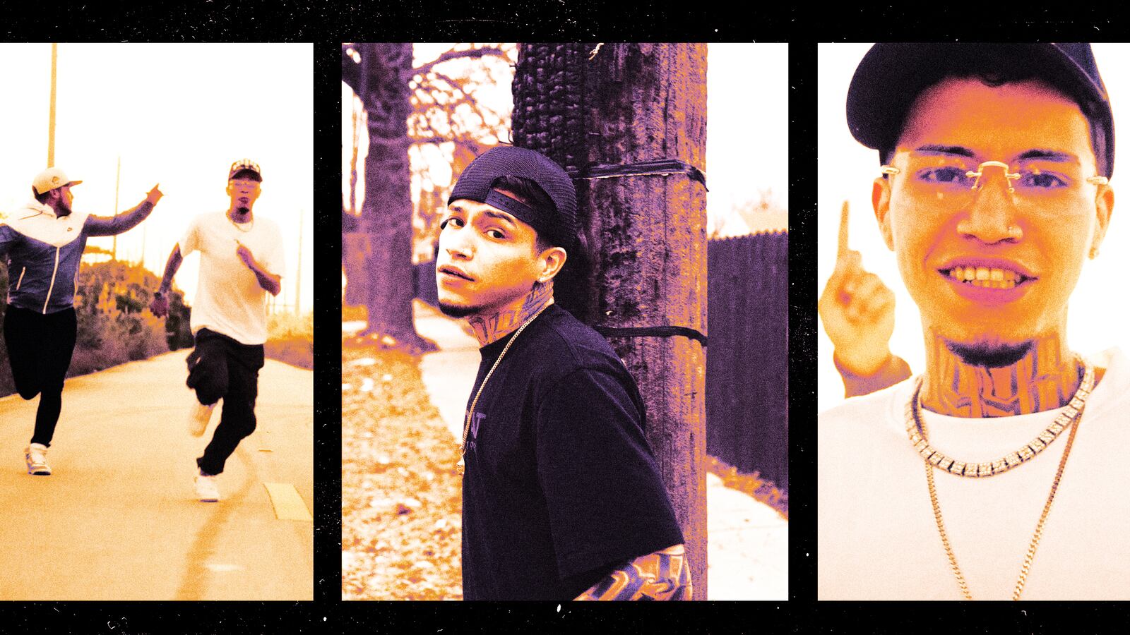 A photo illustration of Claudio David Balcane González, Davicito59, and clips of Balcane in the music video "Donaltron."