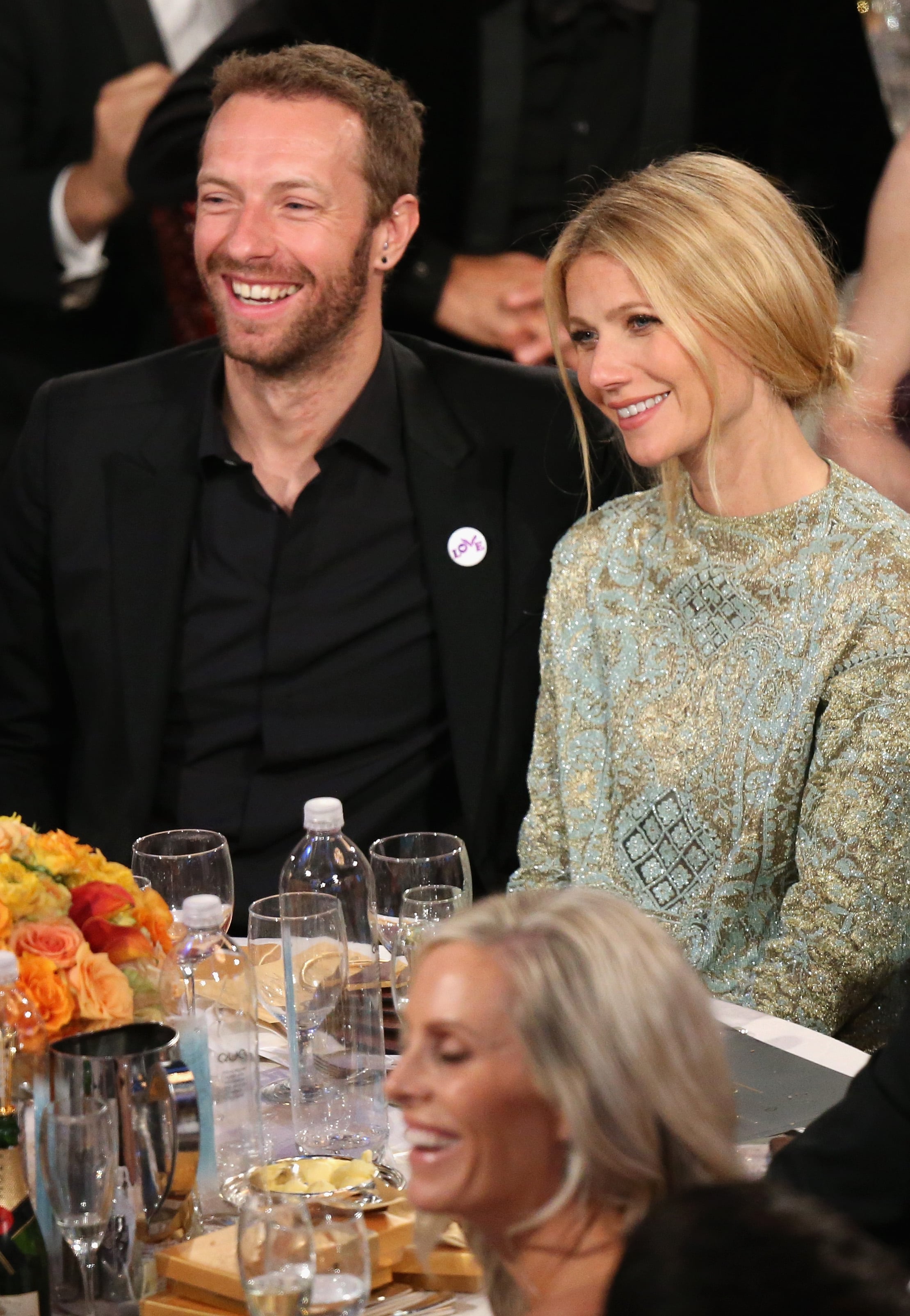 Singer Chris Martin and actress Gwyneth Paltrow at the 71st Annual Golden Globe Awards held at the Beverly Hilton Hotel on January 12, 2014.
