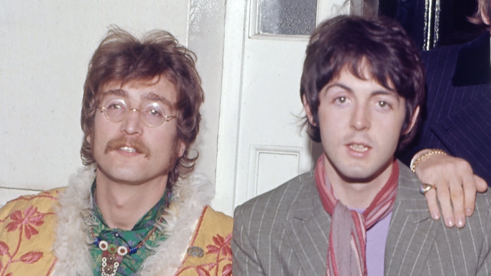 English singer, songwriter and guitarist John Lennon (1940-1980), English singer, songwriter and bassist Paul McCartney, English musician, singer and drummer Ringo Starr and English musician, singer, songwriter and guitarist George Harrison