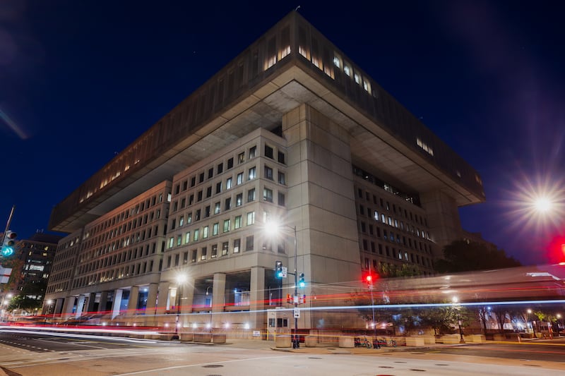 WASHINGTON, DC - AUGUST 10: The J. Edgar Hoover FBI Building is seen on August 10, 2025 in Washington, DC. (Photo by Craig Hudson For The Washington Post via Getty Images)