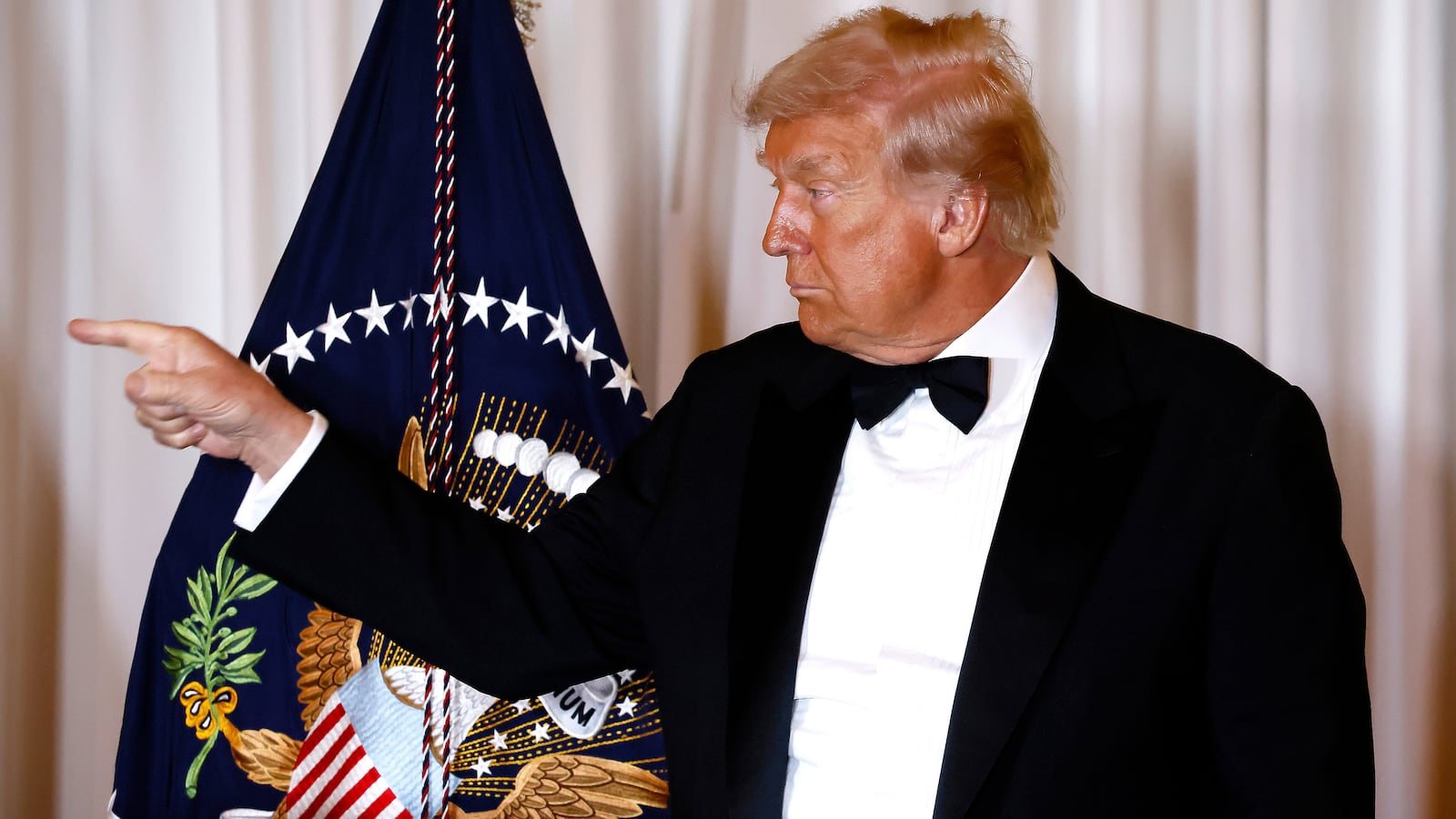 WASHINGTON, DC - DECEMBER 06: U.S. President Donald Trump speaks at the 48th Kennedy Center Honors Medallion Reception at the U.S. Department of State on December 06, 2025 in Washington, DC. (Photo by Paul Morigi/Getty Images)