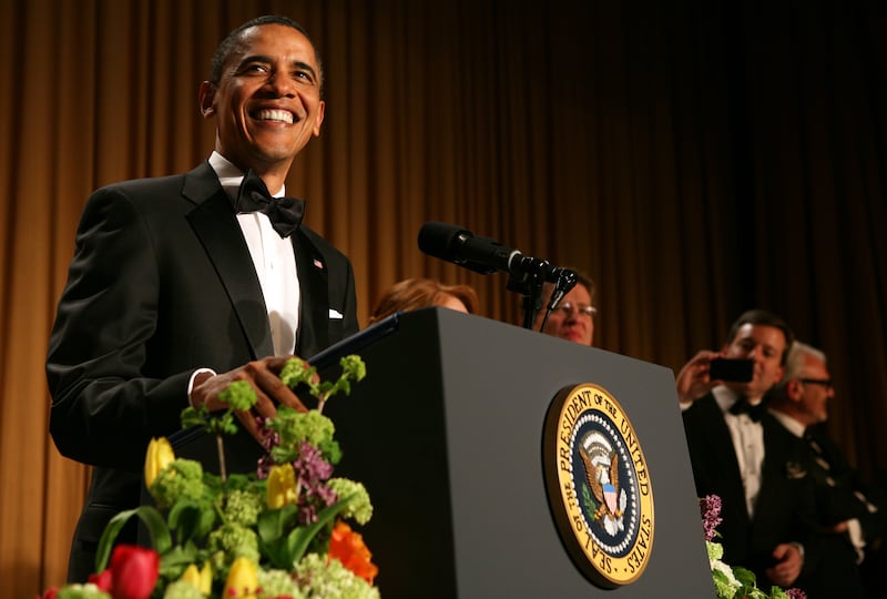 WASHINGTON, DC - APRIL 30: US President Barack Obama speaks at the annual White House Correspondent's Association Gala at the Washington Hilton hotel April 30, 2011 in Washington, DC. (Photo by
