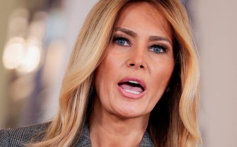 U.S. first lady Melania Trump delivers remarks regarding the late financier and convicted sex offender Jeffrey Epstein.