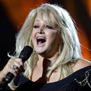 FILE PHOTO: British singer Bonnie Tyler performs the song "Believe in me"  during the dress rehearsal for the final of the 2013 Eurovision Song Contest at the Malmo Arena Hall May 17, 2013. The final of the 2013 Eurovision Song Contest will be held on May 18.   REUTERS/Jessica Gow/Scanpix  (SWEDEN - Tags: ENTERTAINMENT) THIS IMAGE HAS BEEN SUPPLIED BY A THIRD PARTY. IT IS DISTRIBUTED, EXACTLY AS RECEIVED BY REUTERS, AS A SERVICE TO CLIENTS. SWEDEN OUT. NO COMMERCIAL OR EDITORIAL SALES IN SWEDEN/File Photo
