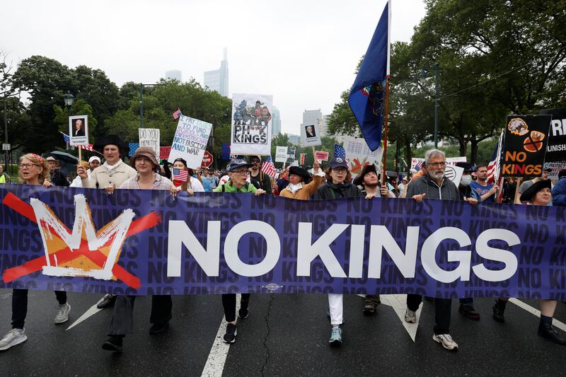 "No Kings" protest against President Donald Trump's policies in Philadelphia, Pennsylvania.