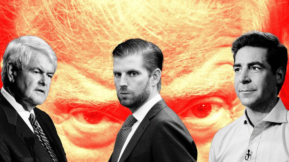 An illustration that includes a photo of Former U.S. President Donald Trump