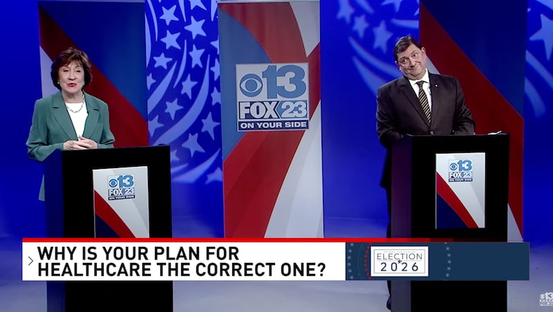 Troy Jackson looks shocked at Susan Collins' comment.