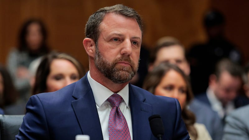 Sen. Markwayne Mullin arrives to testify during a confirmation hearing to be the next Secretary of the Department of Homeland Security on March 18, 2026 in Washington, DC. President Trump nominated Mullin to replace Kristi Noem as DHS Secretary.