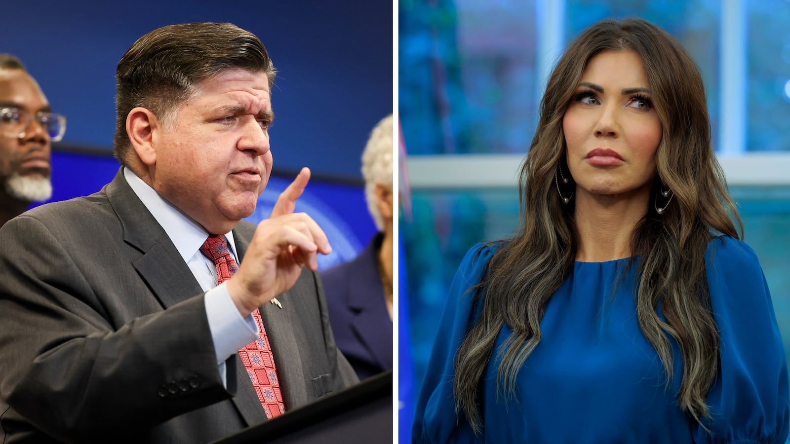 JB Pritzker and Kristi Noem