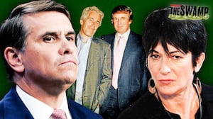 A photo illustration of Todd Blanche, Jeffrey Epstein, Donald Trump, and Ghislaine Maxwell for The Swamp.