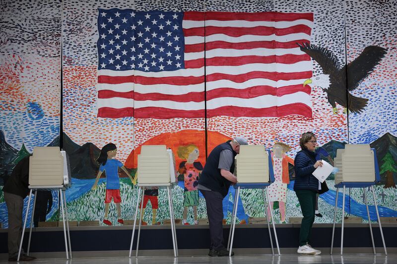 Virginia voters cast their ballots at Robius Elementary School November 4, 2025 in Midlothian, Virginia.
