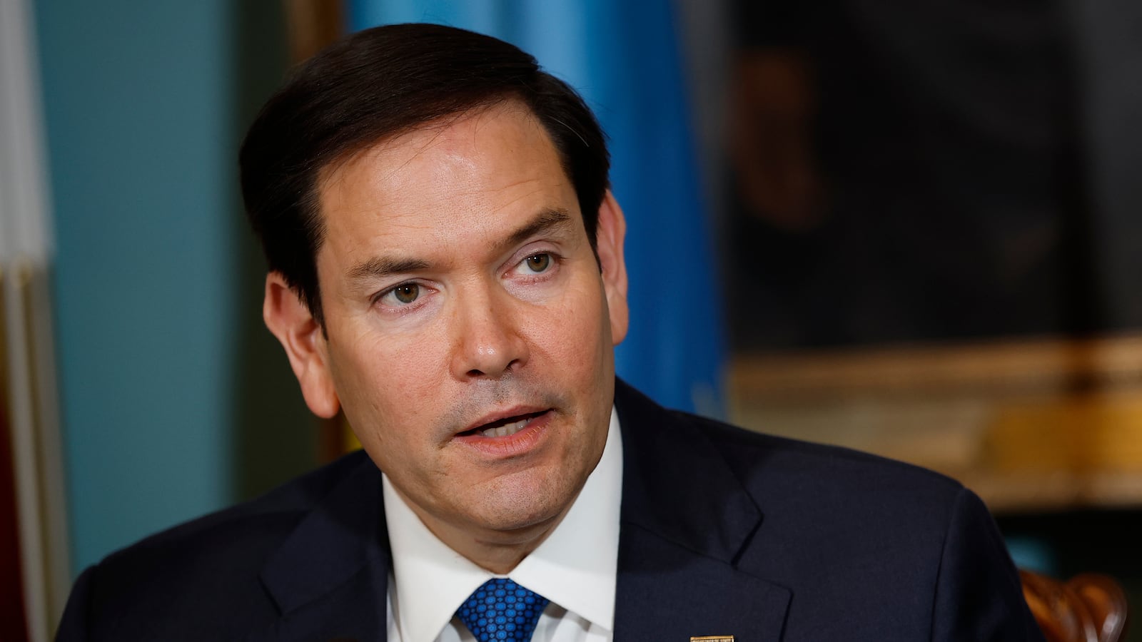 Secretary of State Marco Rubio delivers remarks.