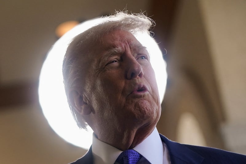 U.S. President Donald Trump arrives ahead of the wedding of Dan Scavino, White House deputy chief of staff, and Erin Elmore, the director of Art in Embassies at the U.S. Department of State, at Mar-a-Lago in Palm Beach, Florida, U.S. February 1, 2026. REUTERS/Nathan Howard