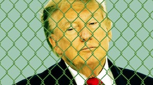 Donald Trump behind a fence.