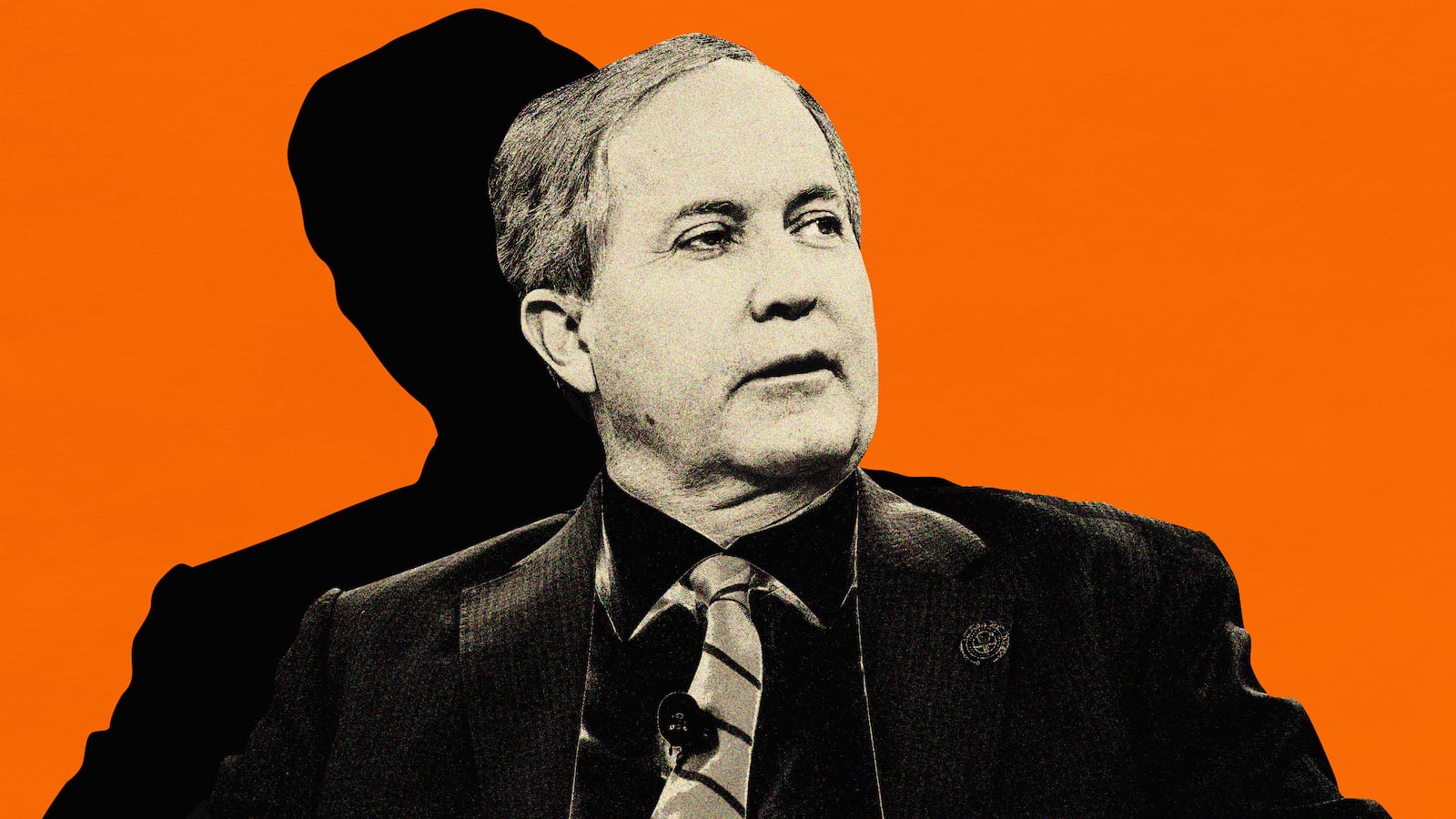 A photo illustration showing Ken Paxton