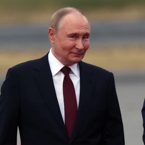 President Donald Trump welcomes Russian President Vladimir Putin to Joint Base Elmendorf-Richardson on August 15, 2025 in Anchorage, Alaska.