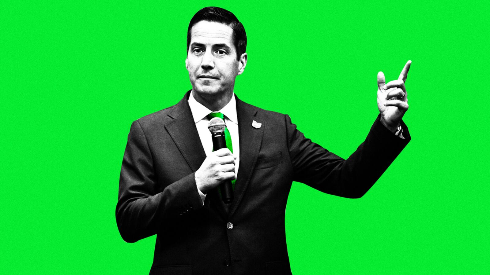 An illustration including a photo of Bernie Moreno