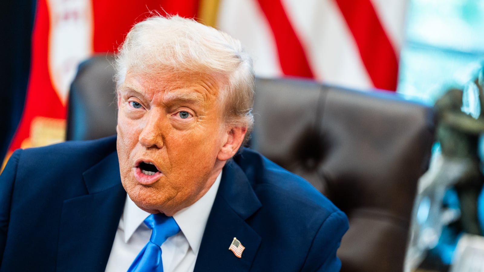 WASHINGTON, DC September 19: US President Donald Trump speaks before signing executive orders in the Oval Office at the White House on Friday September 19, 2025. President Trump signed a two executive orders establishing the "Trump Gold Card" and introducing a $100,000 fee for H-1B visas. The "Trump Gold Card" is a visa program that allows foreign nationals permanent residency and a pathway to U.S. citizenship. (Photo by Demetrius Freeman/The Washington Post via Getty Images)