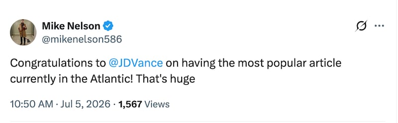 An X user points out that J.D. Vance's 2016 Trump piece has gone viral.