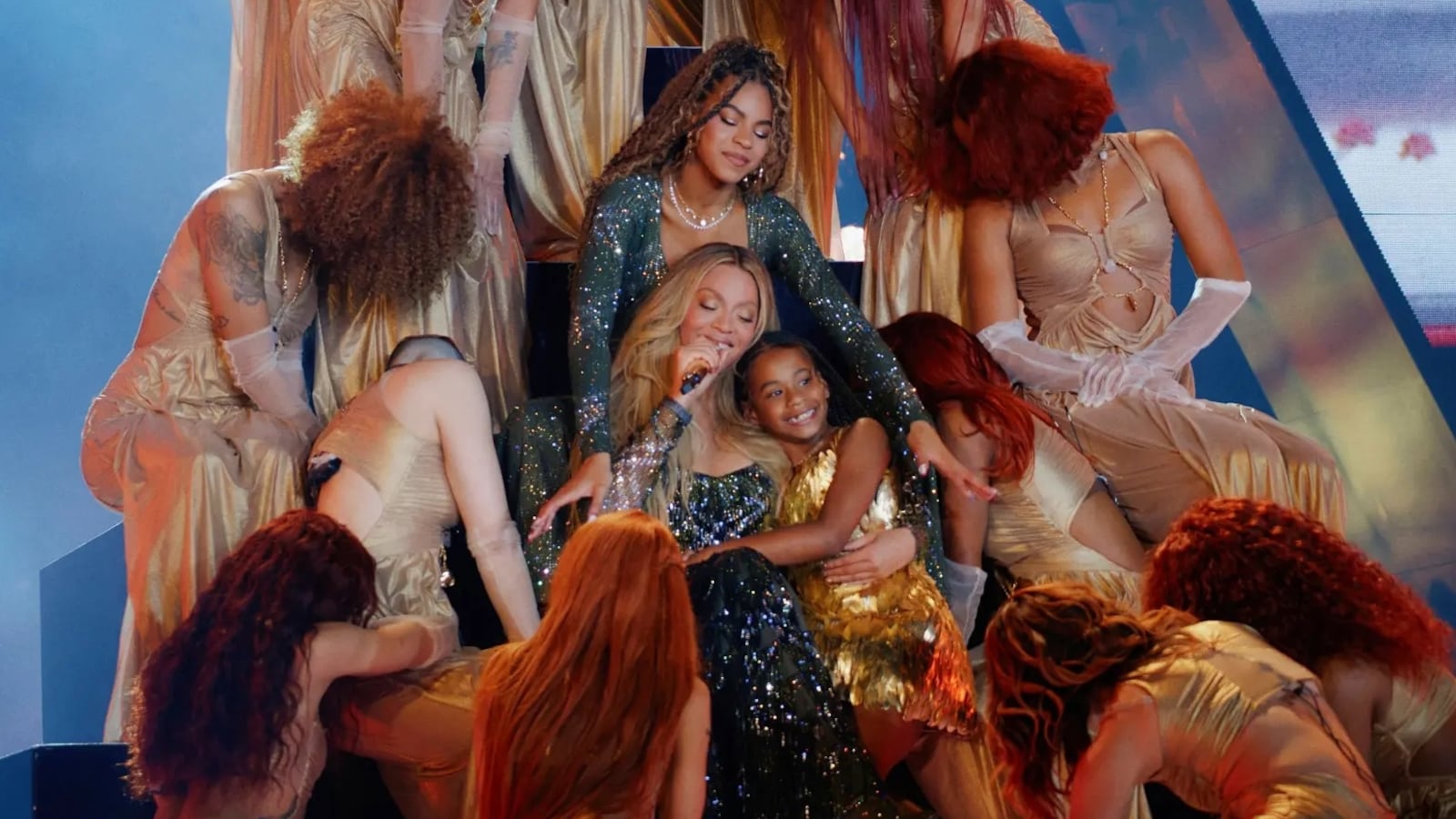 Beyoncé with her daughters during the "Cowboy Carter Tour."
