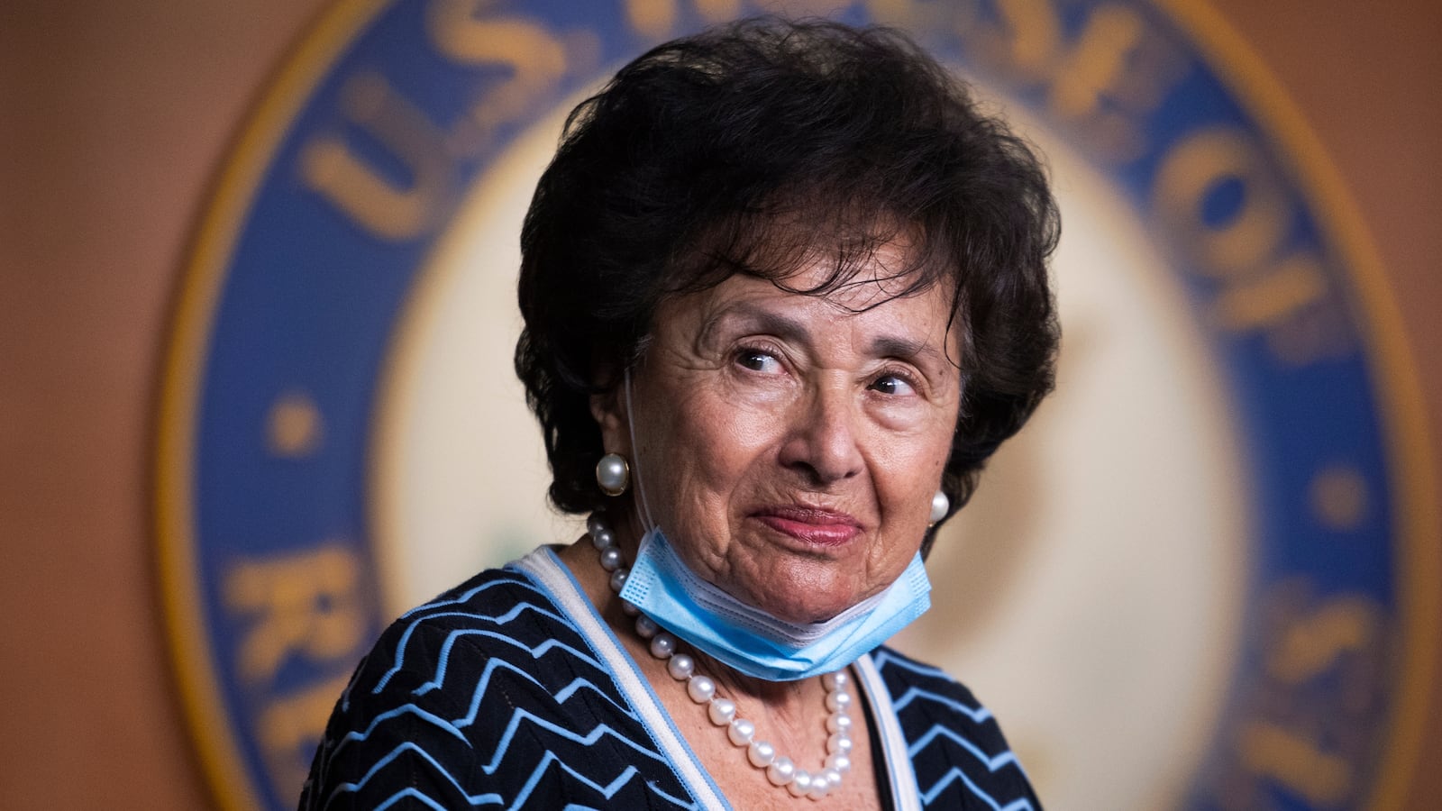 UNITED STATES - JULY 29: Rep. Nita Lowey, D-N.Y., attends a news conference on child care relief bills in the Capitol Visitor Center on Wednesday, July 29, 2020. (Photo By Tom Williams/CQ-Roll Call, Inc via Getty Images)