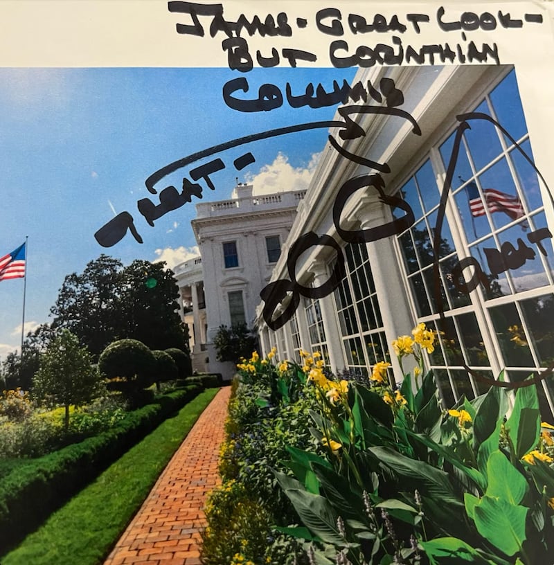 One note shows Trump telling architect James McCrery “great look,” while sharing his preference for more elaborate Corinthian columns—the president has repeatedly complained about White House’s relatively simple columns.