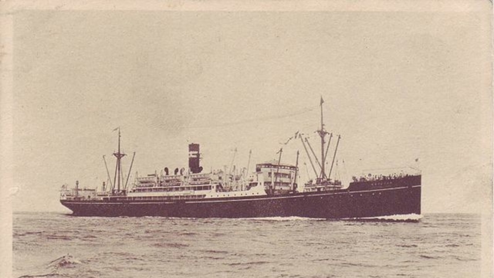 A photograph of the Montevideo Maru ship.