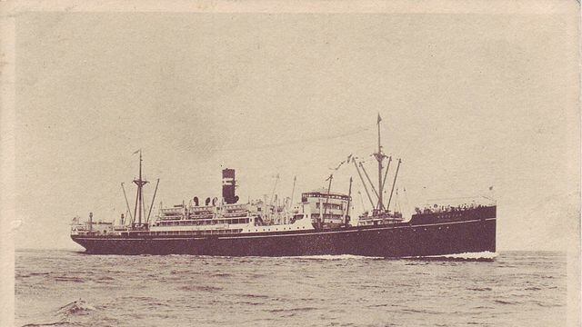 A photograph of the Montevideo Maru ship.