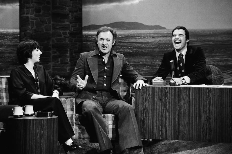 Liza Minnelli, Gene Hackman, and guest host Burt Reynolds on December 15, 1976, on "The Tonight Show Starring Johnny Carson."