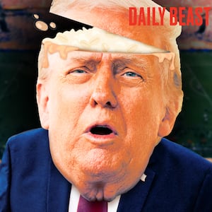 A photo illo illustration of Donald Trump for The Daily Beast podcast.