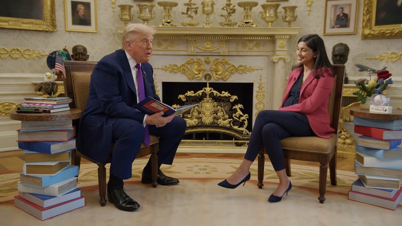 Donald Trump 'reads' to kids from the Oval Office for Story Time with the Second Lady.