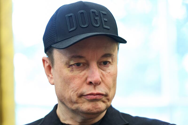 Elon Musk holds a news conference with President Donald Trump to mark the end of the Tesla CEO's tenure as a special government employee overseeing the U.S. DOGE Service on Friday May 30, 2025 in the Oval Office of the White House in Washington.