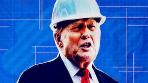 Donald Trump in a hard hat.