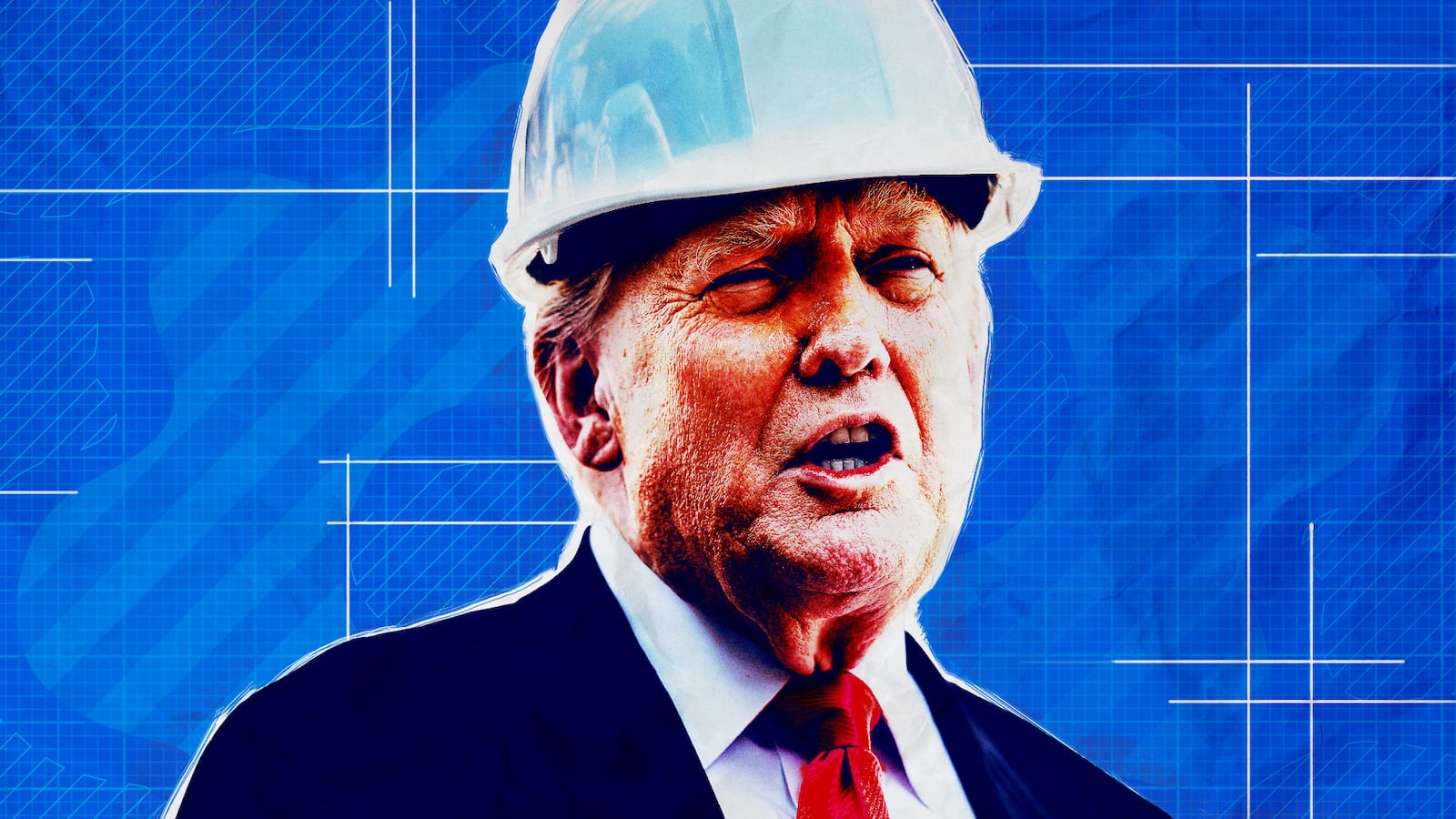 Donald Trump in a hard hat.