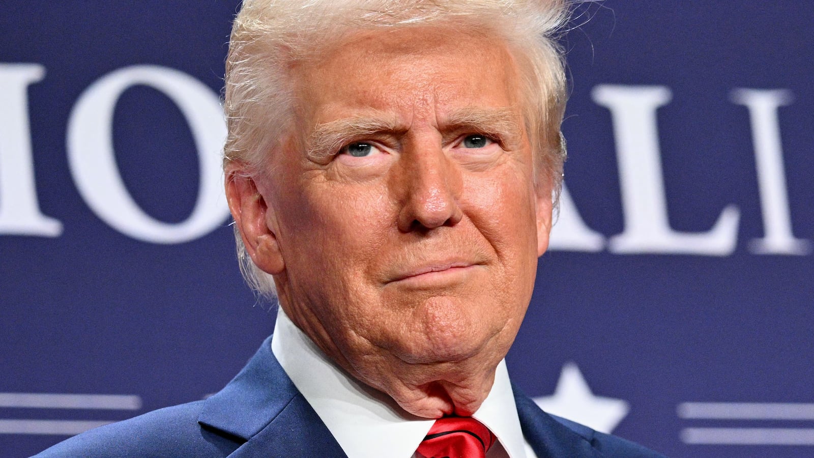 US President Donald Trump looks on after delivering remarks at the House Republican Members Conference Dinner at Trump National Doral Miami, in Miami, Florida on January 27, 2025.