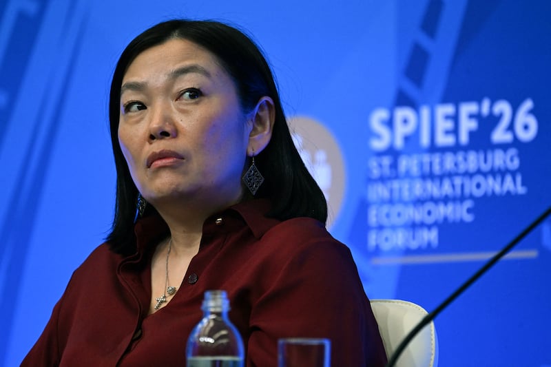 Russia's largest online retailer Wildberries CEO Tatyana Kim attends the St. Petersburg International Economic Forum (SPIEF) in Saint Petersburg on June 5, 2026. (Photo by Olga MALTSEVA / AFP via Getty Images)