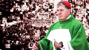 Cardinal Joseph Tobin in front of ICE protests in Minneapolis, Minnesota
