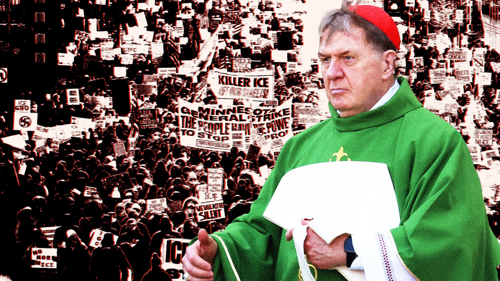 Cardinal Joseph Tobin in front of ICE protests in Minneapolis, Minnesota