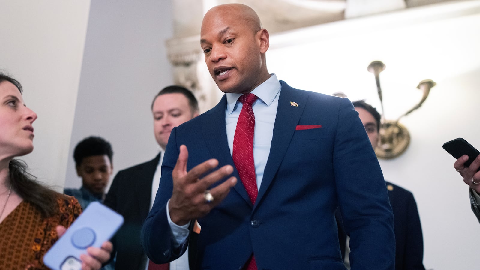 UNITED STATES - JANUARY 22: Maryland Governor Wes Moore is seen in the U.S. Capitol on Thursday, January 22, 2026. (Tom Williams/CQ-Roll Call, Inc via Getty Images)