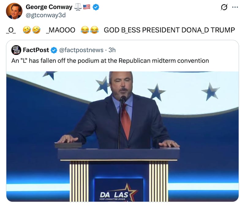 George Conway mocks the Republican stage mishap.