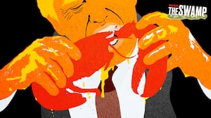 Donald Trump eating a lobster